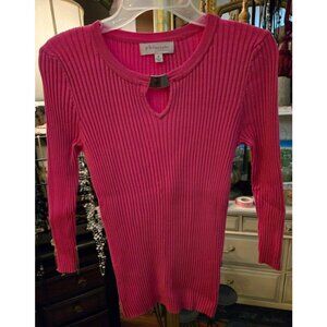 WT# 1084 Women's Philosophy ribbed, long sleeve pink sweater